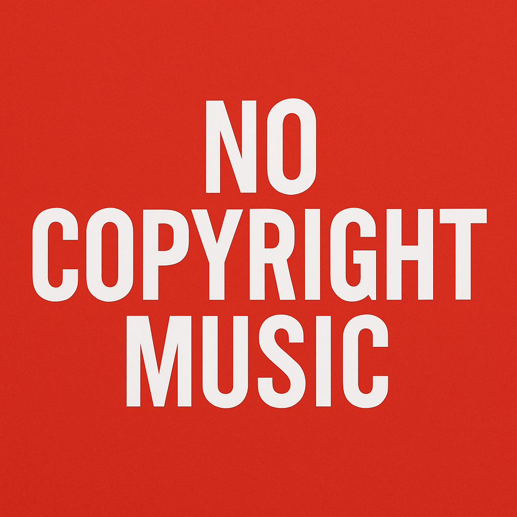 No copyright music in white with a red background 
