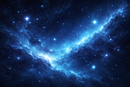 Nebula with blue light and stars in a dark space background